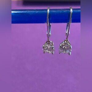 Platinum clad silver lever back earrings.